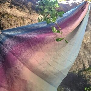 Desigual Gradient Floral Scarf in Teal, Purple & Blush